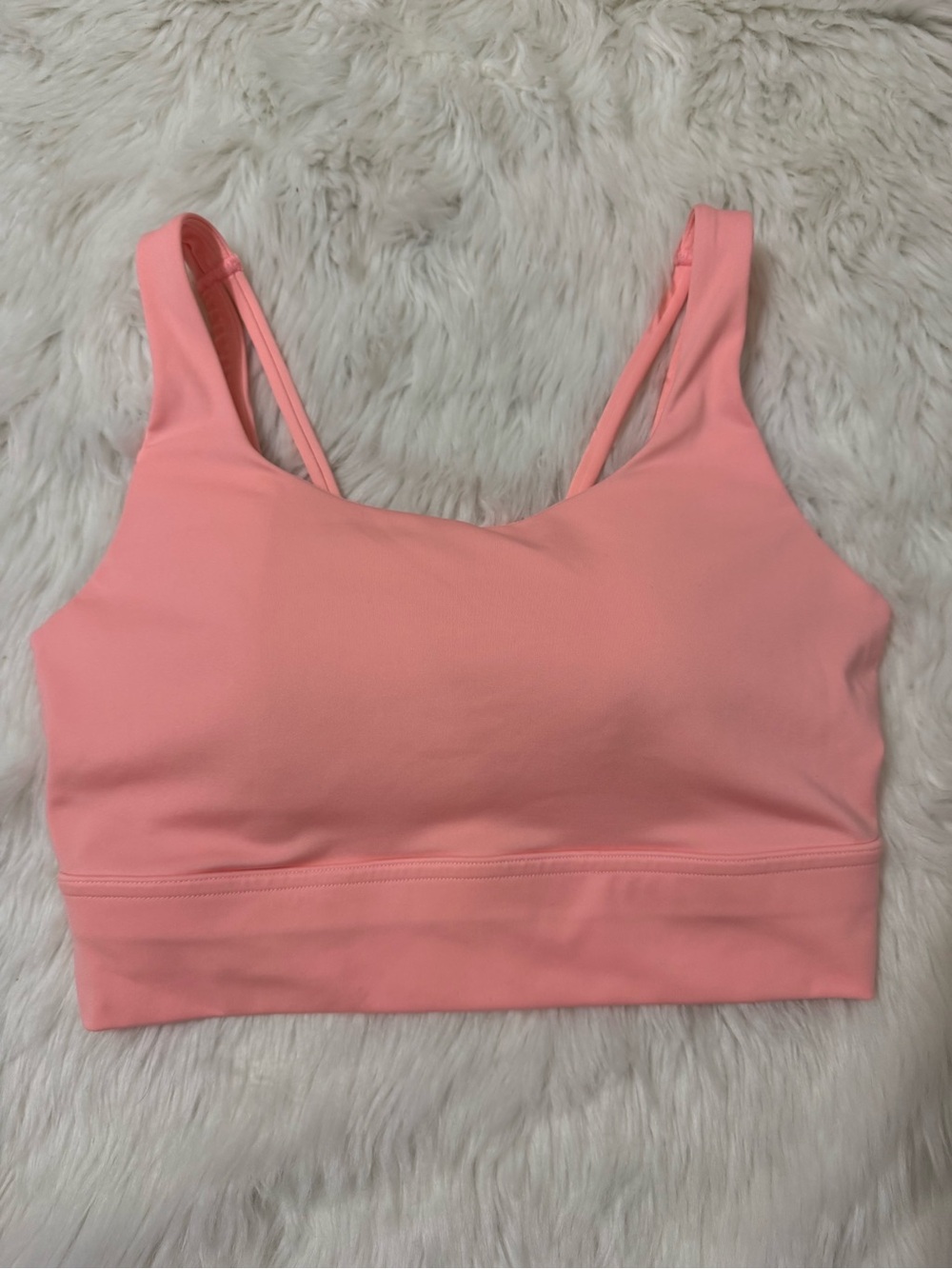 Avia Sports Bra M 8-10 Coral Pink Strappy Back Medium Support Athletic Yoga Gym
